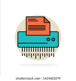 Shredder, Confidential, Data, File, Information, Office, Paper Abstract Circle Background Flat color Icon