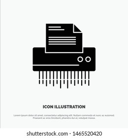 Shredder, Confidential, Data, File, Information, Office, Paper solid Glyph Icon vector. Vector Icon Template background