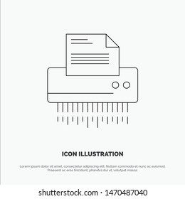 Shredder, Confidential, Data, File, Information, Office, Paper Line Icon Vector. Vector Icon Template background