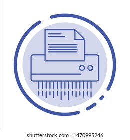 Shredder, Confidential, Data, File, Information, Office, Paper Blue Dotted Line Line Icon. Vector Icon Template background