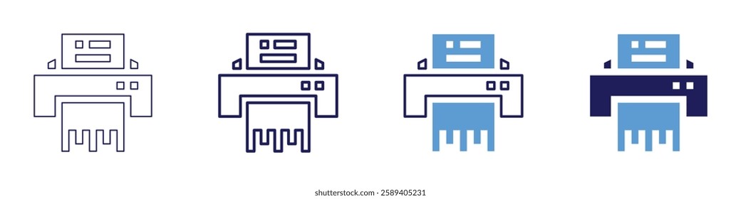 Shredder icon in 4 different styles. Thin Line, Line, Bold Line, Duotone. Duotone style. Editable stroke.