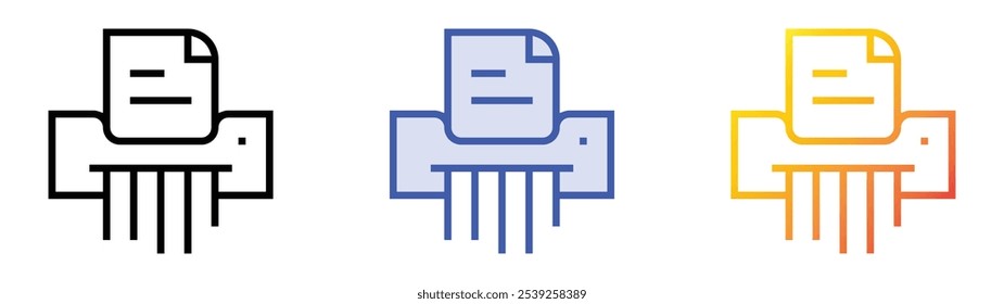 icono de trituradora. Lineal, relleno azul y diseño de estilo degradado aislado sobre fondo blanco