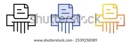 shredder icon. Linear, Blue Fill and Gradient Style Design Isolated On White Background
