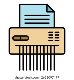 Shredder icon. Outline shredder vector icon color flat isolated