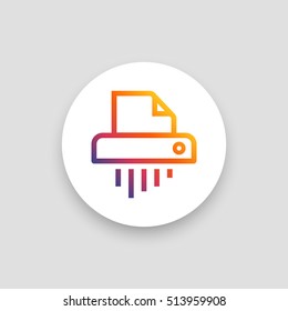 Shredder icon vector, clip art. Also useful as logo, circle app icon, symbol, graphic image, silhouette and illustration.