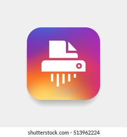 Shredder icon vector, clip art. Also useful as logo, square app icon, symbol, graphic image, silhouette and illustration.