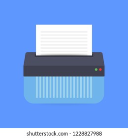 Shredder machine. Office device for destruction of documents. Vector stock illustration 