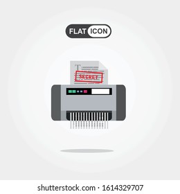 Shredder machine. Office device for destruction of documents. Vector illustration in flat style