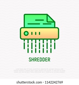 Shredder thin line icon, symbol of information security. Modern vector illustration.