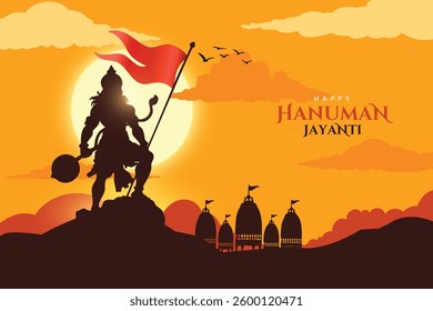 Shree Hanuman Jayanti Greetings and wishes for Happy Hanuman Jayanti festival of India with lord Hanuman Vector Illustration banner design template.