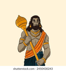 Shree Hanuman vector illustration, sketch, digital art for poster, banner design 