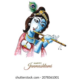 Shree krishna janmashtami festival card background 