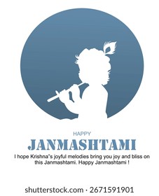 Shree Krishna Janmashtami vector with blue background for editable social media banner design template. Happy Janmashtami.