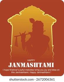 Shree Krishna Janmashtami vetor com flauta tocando, para a mídia social modelo editável design banner