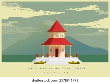 Shree Maa Naina Devi Temple - Nainital - Stock Illustration as EPS 10File