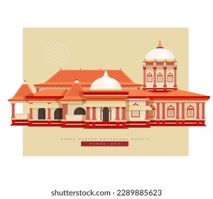 Shree Nagesh Maharudra Temple - Ponda - Goa - Stock Illustration as EPS 10 File 