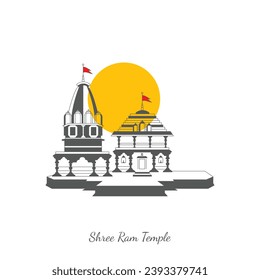 Shree Ram Mandir Ayodhya Hindu God Temple Vector Background