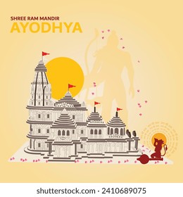 Shree Ram Mandir en Ayodhya. Lugar de nacimiento de Lord Rama. Templo religioso. 