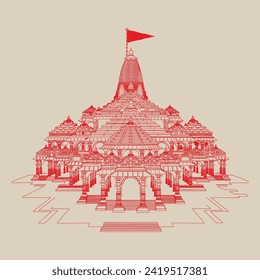 Dibujo de la línea Shree Ram Mandir