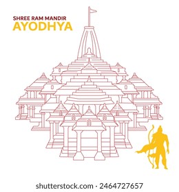 Shree Ram Mandir Line Art Drawing Ayodhya Birth Place of Lord Rama