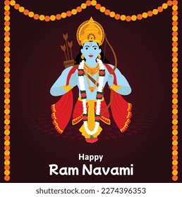 Shree Ram Navami Indian Hindu Festival Celebration Vector Design