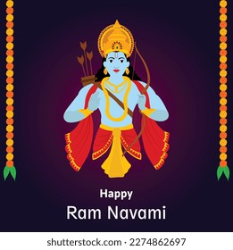 Shree Ram Navami Indian Hindu Festival Celebration Vector Design