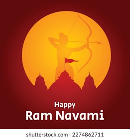 Shree Ram Navami Indian Hindu Festival Celebration Vector Design