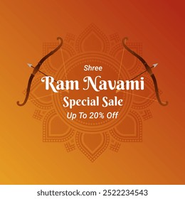 Shree Ram Navami Special Sale Up To 20% Off. Vector Design.  Vector Illustration. Festival of India. Shop Now.