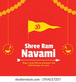 shree ram navami wishes card in flat colors