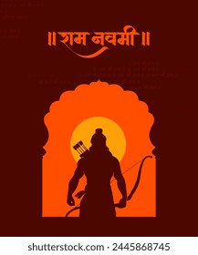 "Shree Ram Navmi" Marathi, Hindi Calligraphy means "Birth of Lord Rama" with Shree Ram vector, illustration, social media banner design layout template 