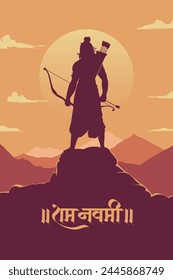 "Shree Ram Navmi" Marathi, Hindi Calligraphy means "Birth of Lord Rama" with Shree Ram vector, illustration, social media banner design layout template 