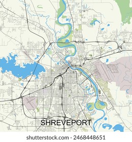 Shreveport, Louisiana, United States map poster art