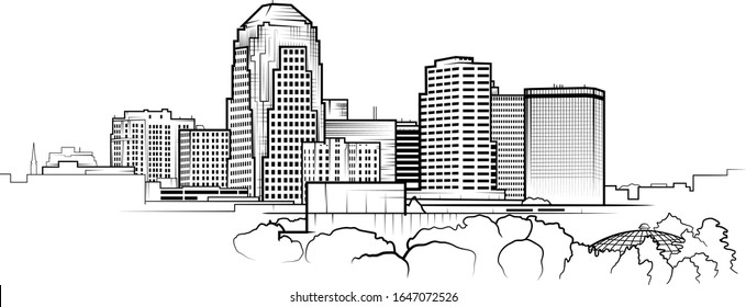 Shreveport, Louisiana Vector Line Art