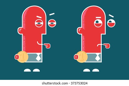 Shrewd and cautious investors. Men standing, holding coins and thinking. Risk and cautious investment illustration.