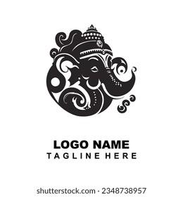 Shri Ganesh Creative Vector for Using Festivals and Decorative, Cards, Backgrounds, and Ganesh Chaturthi, Black silhouette Lord Ganesh