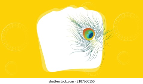 Shri Krishna Janmashtami typography with peacock feather. happy Janmashtami.