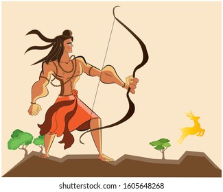 Shri Ram Chasing golden deer in Forest