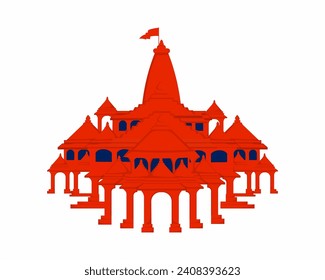 Shri Ram Mandir Temple birth place of Lord Rama also called Ram Janmabhoomi vector illustration