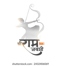 shri ram navami cultural background with lord rama silhouette vector (Translation of Ram Navami is birth of Lord Rama)