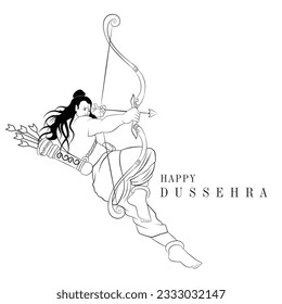 Shri Rama vector illustration, Ramayana character Indian lord Shri Rama line art, God Rama playing bow arrow