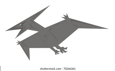 A shrieking flying dinosaur color vector illustration