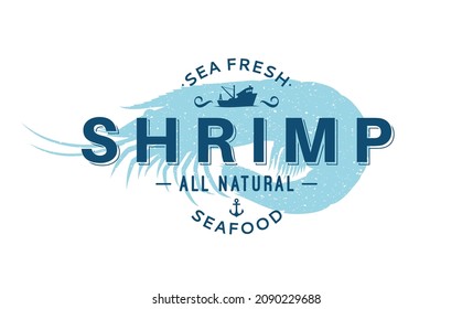 Shrimp abstract label design, seafood logo template