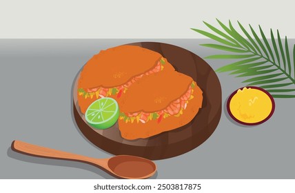 Shrimp Bohnen Kugel typisches Gericht aus dem brasilianischen Bundesstaat Bahia. Vektorgrafik 