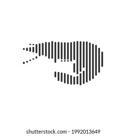 Shrimp black barcode line icon vector on white background.