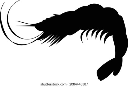 shrimp black silhouette, isolated, vector