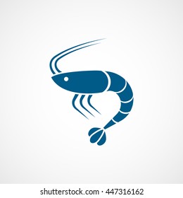 Shrimp Blue Flat Icon On White Background