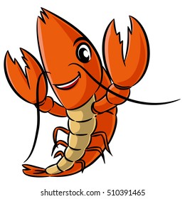 Cartoon Shrimp Seafood Character Icon Illustration Stock Illustration ...