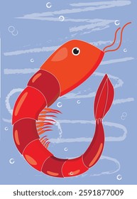 Shrimp in cartoon style. Vector graphics.