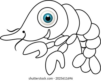 A Shrimp cartoon vector outline art and illustration