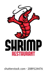 Shrimp Character Mascot Restaurant Logo